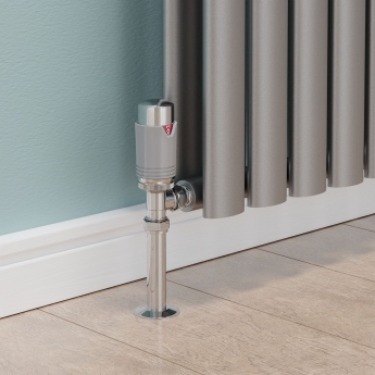 West Echo Angled TRV Thermostatic Radiator Valve and Lockshield - Chrome & Silver