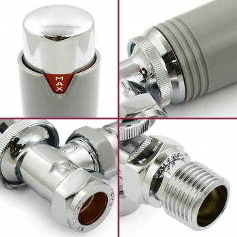 West Echo Angled TRV Thermostatic Radiator Valve and Lockshield - Chrome & Silver