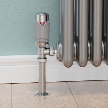 West Echo Angled TRV Thermostatic Radiator Valve and Lockshield - Chrome & Silver