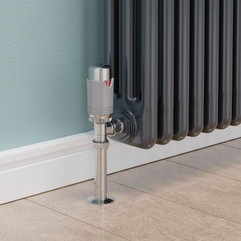 West Echo Angled TRV Thermostatic Radiator Valve and Lockshield - Chrome & Silver