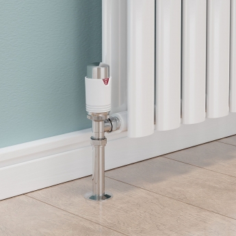 West Echo Angled TRV Thermostatic Radiator Valve and Lockshield - Chrome & White