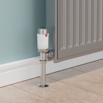 West Echo Angled TRV Thermostatic Radiator Valve and Lockshield - Chrome & White