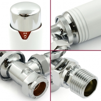 West Echo Angled TRV Thermostatic Radiator Valve and Lockshield - Chrome & White