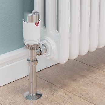 West Echo Angled TRV Thermostatic Radiator Valve and Lockshield - Chrome & White