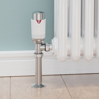 West Echo Angled TRV Thermostatic Radiator Valve and Lockshield - Chrome & White