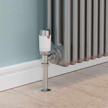 West Echo Angled TRV Thermostatic Radiator Valve and Lockshield - Chrome & White
