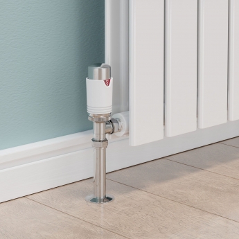 West Echo Angled TRV Thermostatic Radiator Valve and Lockshield - Chrome & White