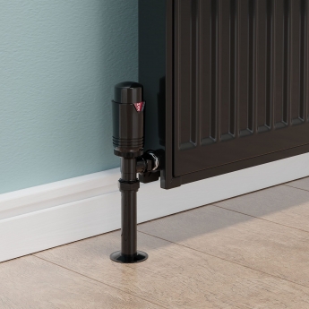 West Echo Angled TRV Thermostatic Radiator Valve and Lockshield - Black