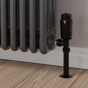 West Echo Angled TRV Thermostatic Radiator Valve and Lockshield - Black