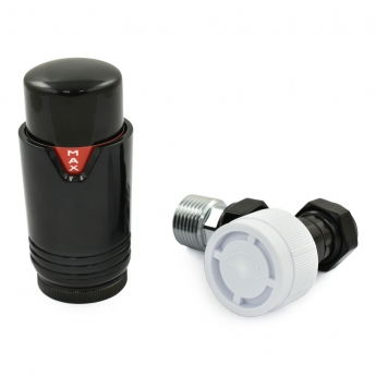 West Echo Angled TRV Thermostatic Radiator Valve and Lockshield - Black