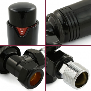 West Echo Angled TRV Thermostatic Radiator Valve and Lockshield - Black
