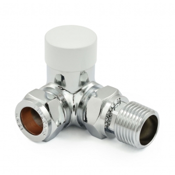 West Echo Corner TRV Thermostatic Radiator Valve and Lockshield - Chrome & White