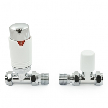 West Echo Straight TRV Thermostatic Radiator Valve and Lockshield - Chrome & White