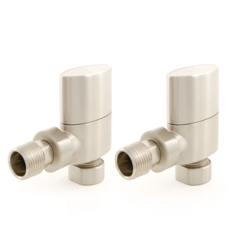 West Ellipse Oval Radiator Valves Pair Satin Nickel | Product Image