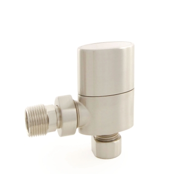 West Ellipse Oval Radiator Valves Pair Satin Nickel | Product Image