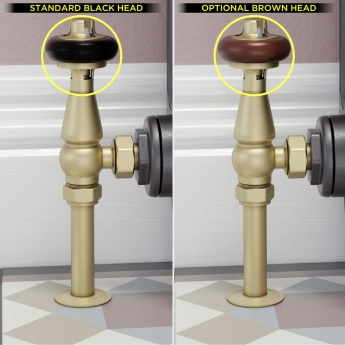 West Eton Traditional Angled Manual Radiator Valve and Lockshield - Brushed Brass | Product Image