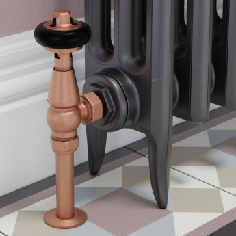 West Eton Traditional Angled Manual Radiator Valve and Lockshield - Brushed Copper | Product Image
