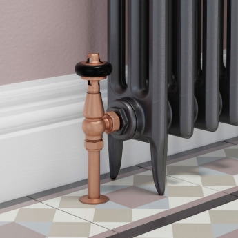 West Eton Traditional Angled Manual Radiator Valve and Lockshield - Brushed Copper | Product Image