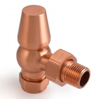 West Eton Traditional Angled Manual Radiator Valve and Lockshield - Brushed Copper