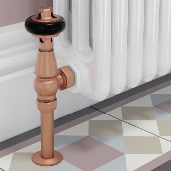 West Eton Traditional Angled Manual Radiator Valve and Lockshield - Brushed Copper | Product Image