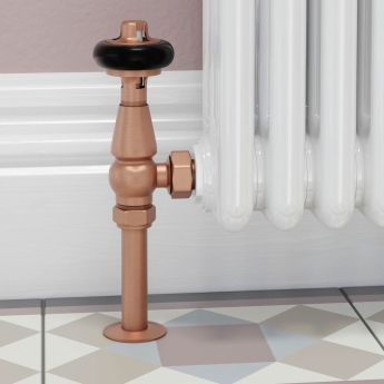 West Eton Traditional Angled Manual Radiator Valve and Lockshield - Brushed Copper | Product Image