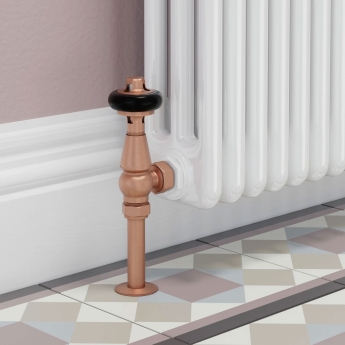 West Eton Traditional Angled Manual Radiator Valve and Lockshield - Brushed Copper | Product Image