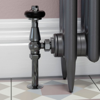 West Eton Traditional Angled Manual Radiator Valve and Lockshield - Black Nickel | Product Image
