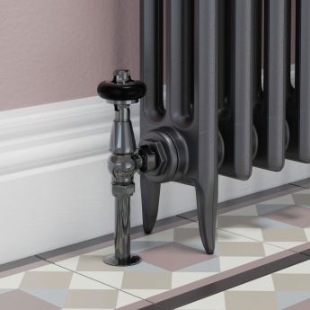 West Eton Traditional Angled Manual Radiator Valve and Lockshield - Black Nickel | Product Image