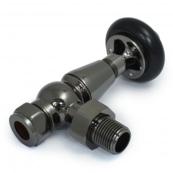 West Eton Traditional Angled Manual Radiator Valve and Lockshield - Black Nickel