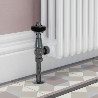 West Eton Traditional Angled Manual Radiator Valve and Lockshield - Black Nickel | Product Image