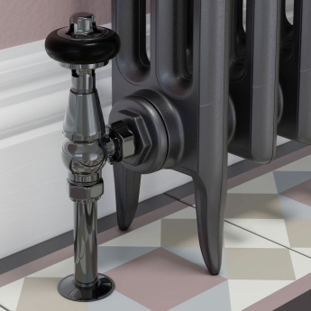 West Eton Traditional Angled Manual Radiator Valve and Lockshield - Black Nickel | Product Image