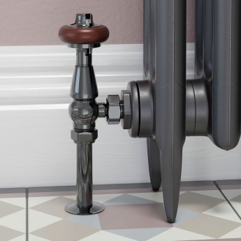 West Eton Traditional Angled Manual Radiator Valve and Lockshield - Black Nickel | Product Image