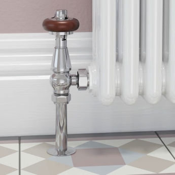 West Eton Traditional Angled Manual Radiator Valve and Lockshield - Chrome | Product Image