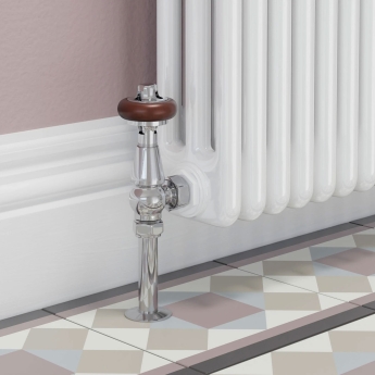 West Eton Traditional Angled Manual Radiator Valve and Lockshield - Chrome | Product Image