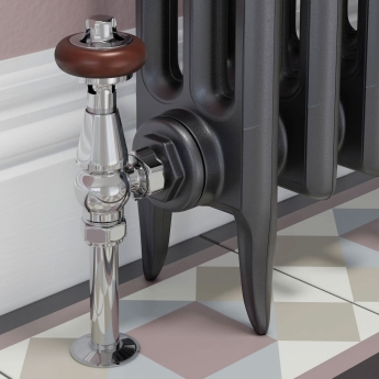 West Eton Traditional Angled Manual Radiator Valve and Lockshield - Chrome | Product Image