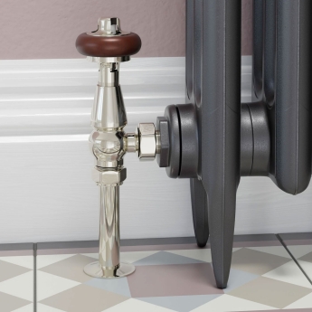 West Eton Traditional Angled Manual Radiator Valve and Lockshield - Nickel | Product Image