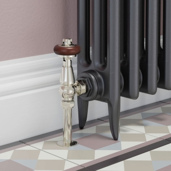 West Eton Traditional Angled Manual Radiator Valve and Lockshield - Nickel | Product Image