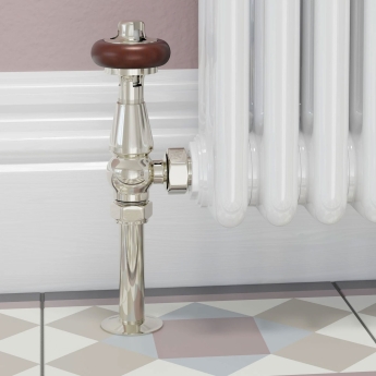 West Eton Traditional Angled Manual Radiator Valve and Lockshield - Nickel | Product Image
