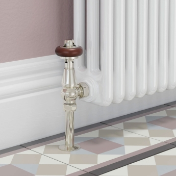 West Eton Traditional Angled Manual Radiator Valve and Lockshield - Nickel | Product Image