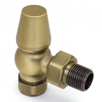 West Eton Traditional Angled Manual Radiator Valve and Lockshield - Old English Brass