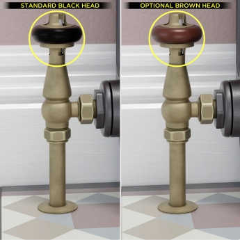 West Eton Traditional Angled Manual Radiator Valve and Lockshield - Old English Brass | Product Image