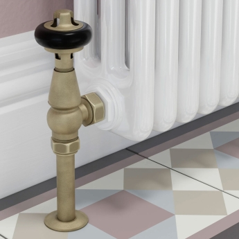 West Eton Traditional Angled Manual Radiator Valve and Lockshield - Old English Brass | Product Image