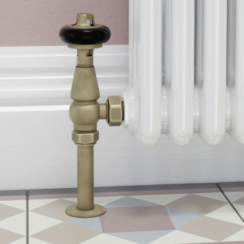 West Eton Traditional Angled Manual Radiator Valve and Lockshield - Old English Brass | Product Image