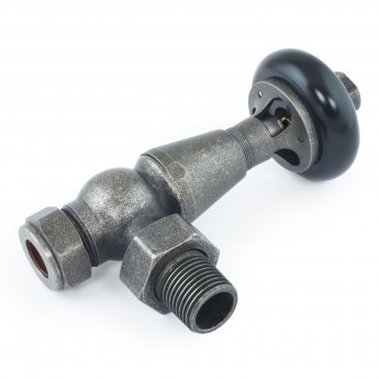 West Eton Traditional Angled Manual Radiator Valve and Lockshield - Pewter