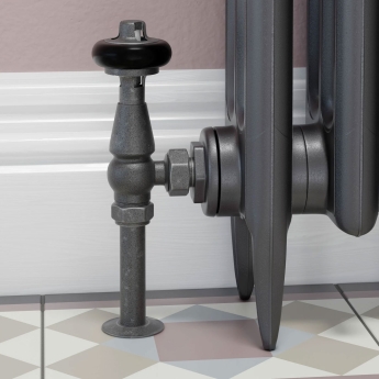 West Eton Traditional Angled Manual Radiator Valve and Lockshield - Pewter | Product Image