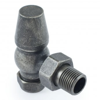 West Eton Traditional Angled Manual Radiator Valve and Lockshield - Pewter