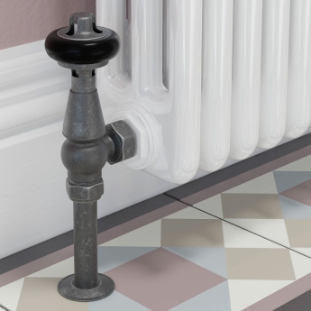 West Eton Traditional Angled Manual Radiator Valve and Lockshield - Pewter | Product Image