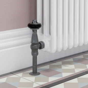 West Eton Traditional Angled Manual Radiator Valve and Lockshield - Pewter | Product Image