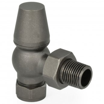 West Eton Angled Manual Radiator Valve and Lockshield - Light Pewter