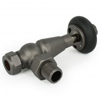 West Eton Angled Manual Radiator Valve and Lockshield - Light Pewter